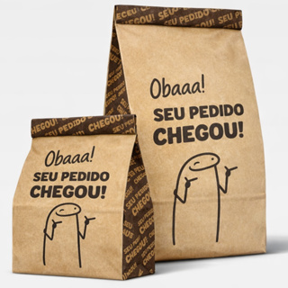 Saco Kraft Papel Delivery Entrega Oba Seu Pedido Chegou Grosso Seguro P OU G em Oferta na Shopee