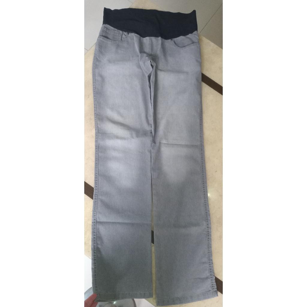 Desapego maternidade Calça jeans cinza claro cós anatômico elástico Gestante grávida tamanho 42