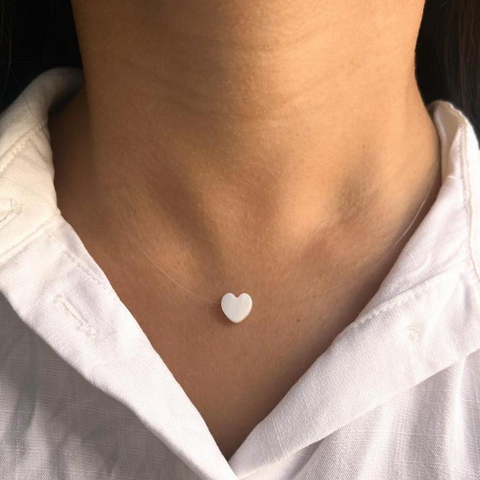 Colar de Nylon Coração/Lua/Estrela Madrepérola Feminino em Oferta na Shopee