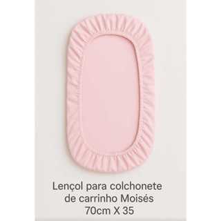 Lençol para colchonete de carrinho moisés na cor rosa bebe 70cm x 35cm em Oferta na Shopee