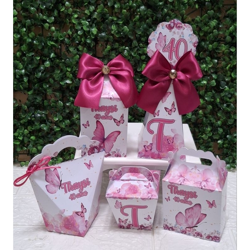 Kit Caixinhas Borboletas Rosa/ Roxo, Lembrancinha Festa de Aniversário(FAZEMOS TODOS TEMAS/ CORES)