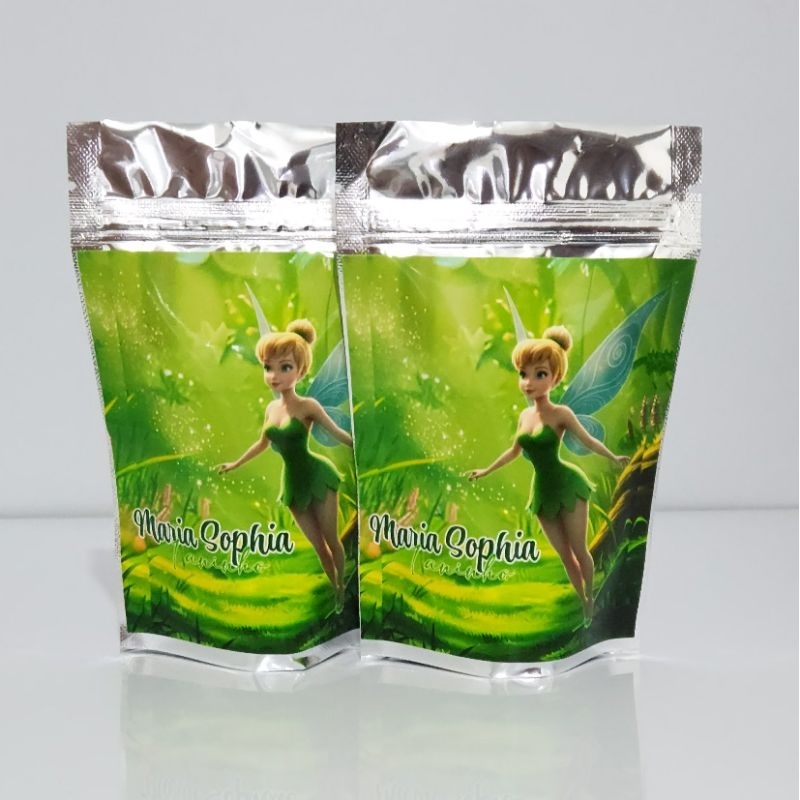 SAQUINHO METALIZADO PERSONALIZADO SININHO/TINKERBELL LEMBRACINHA PARA FESTA INFANTIL PARA MENINO OU MENINA