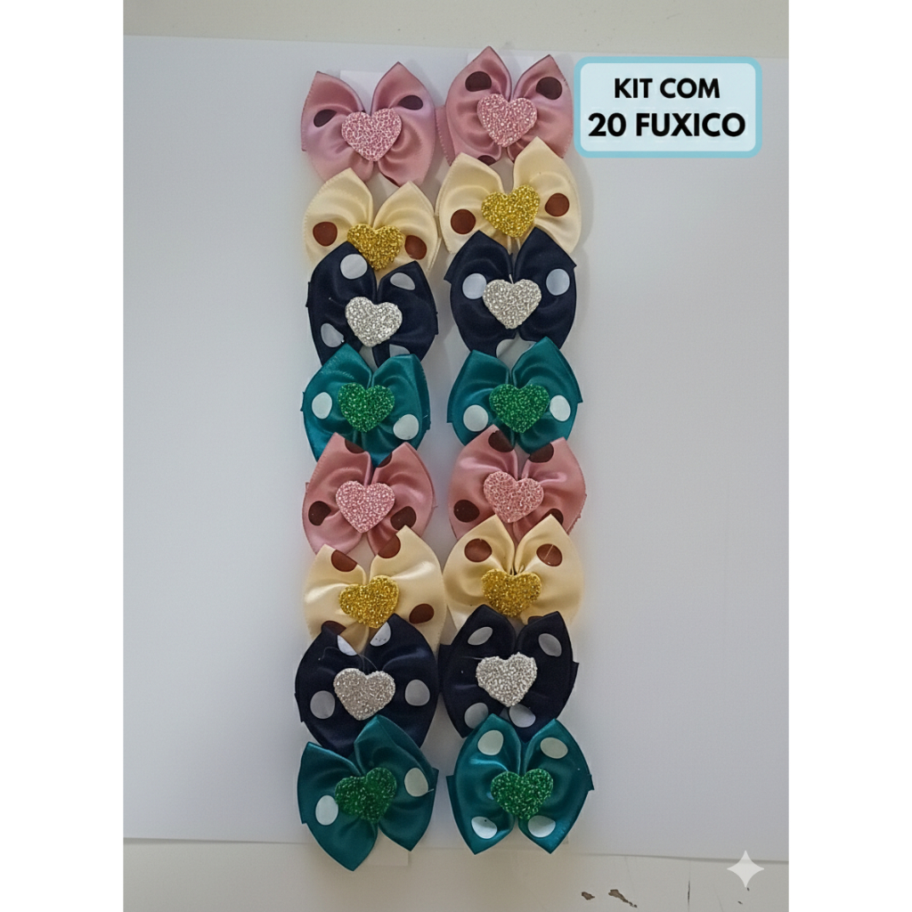 Fuxico Laços Pet com 20 un. tamanhos M Cachorro Gato Petshop Banho E Tosa