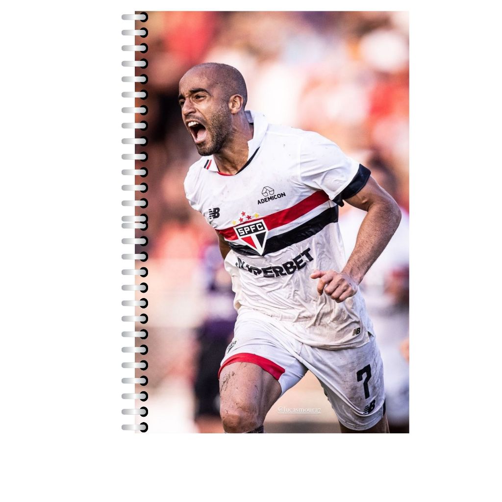 caderno personalizado lucas moura jogador futebol/escolar