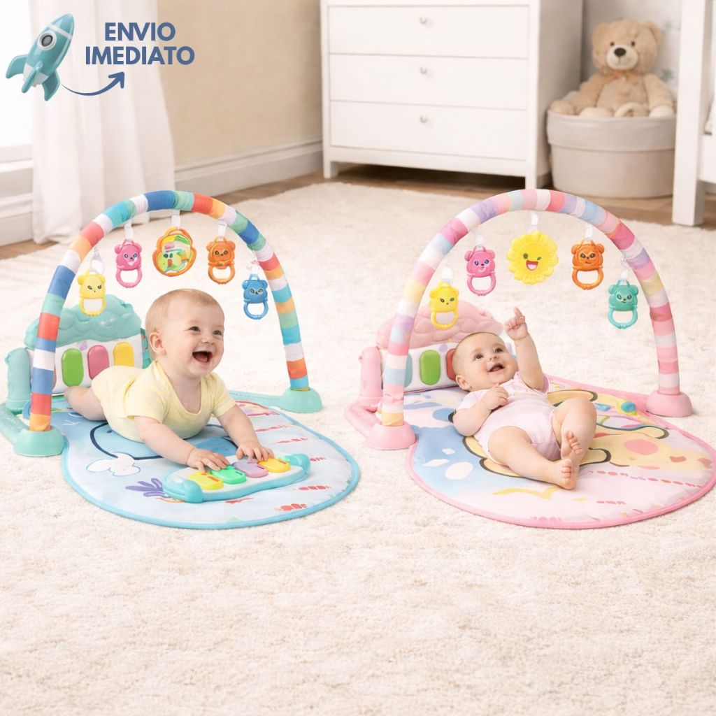 Tapete de Atividades Interativo Bebês Infantil Brinquedos Educativos Musical Sensorial Luzes Som Arco Piano Promoção