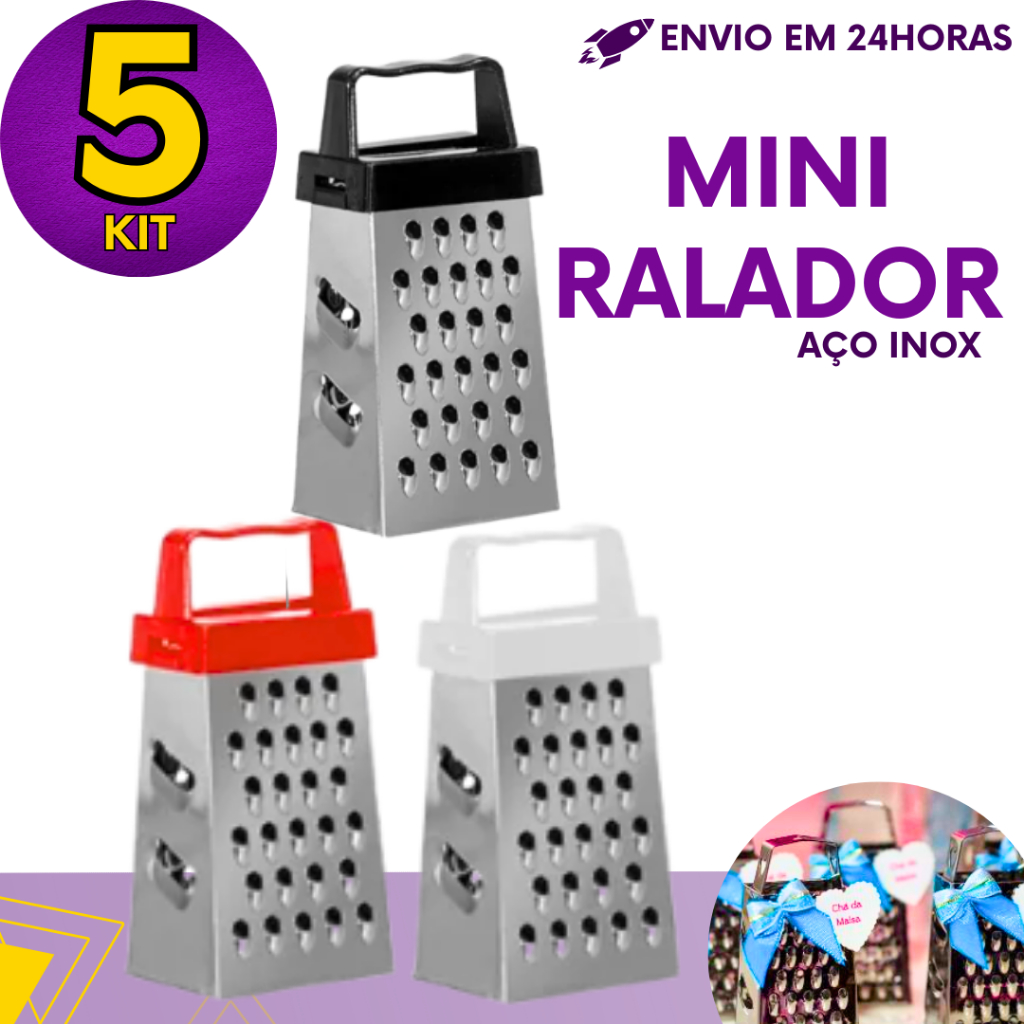 Mini Ralador 4 Faces Inox 8cm para Temperos e Queijos - Kit 5 ou 1 un em Oferta na Shopee