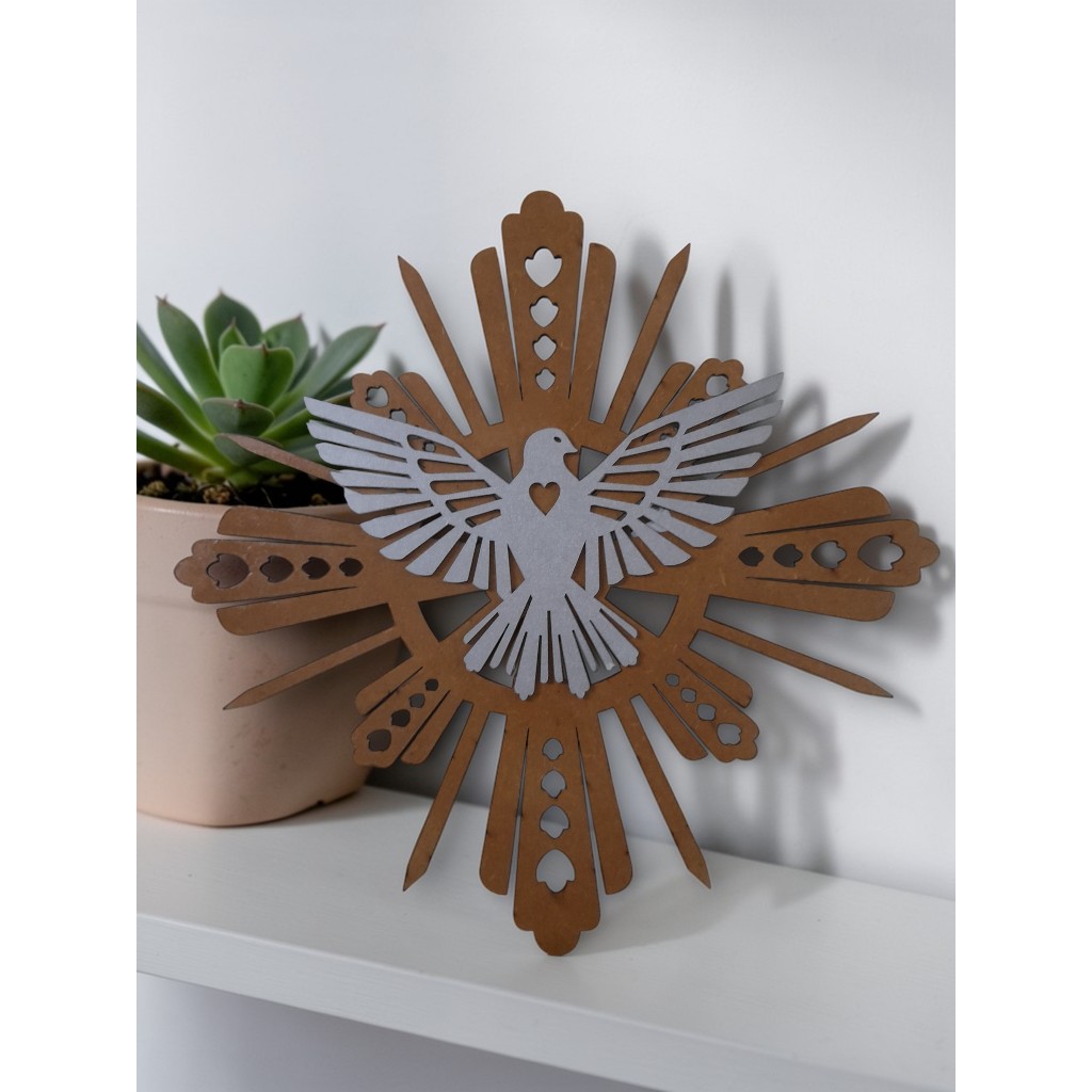 Resplendor de MDF 20 cm Divino Espirito Santo de MDF, para batizado decorações de casa em Oferta na Shopee