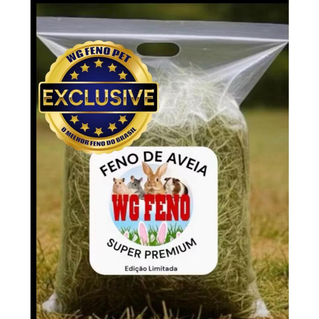 1,5 KG -Mix de Feno de AVEIA com Feno de TIFTON 85 p/ Coelhos e roedores - EXCLUSIVO WG FENO PET