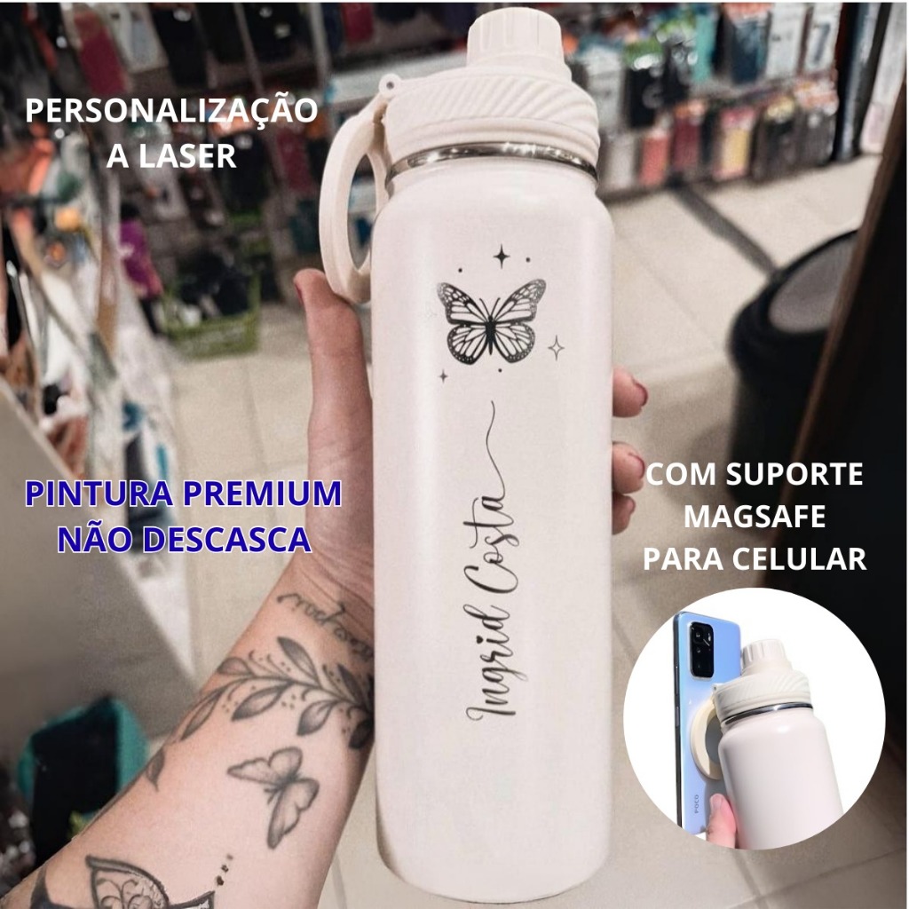 Garrafa Térmica suporte celular Magsafe Bear Thermal Maris 750ml/850ml/1.2L Premium Personalizada em Oferta na Shopee
