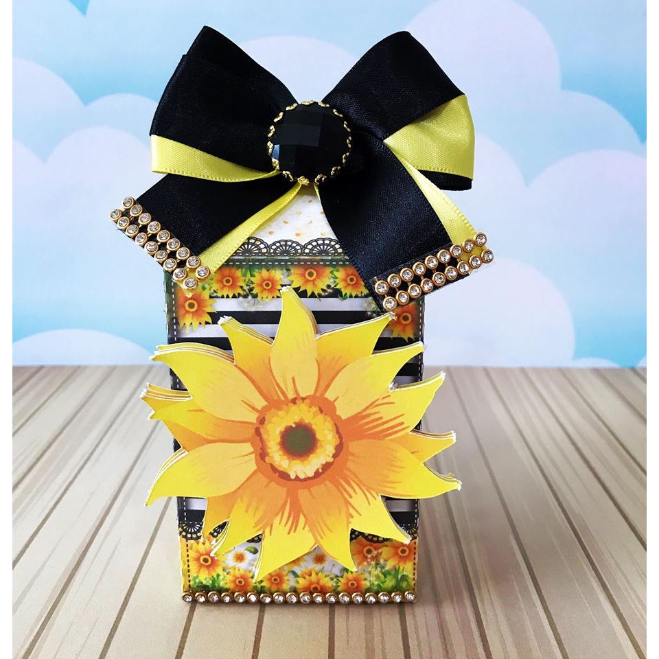 Kit Festa 20 Caixas Personalizadas Tema Flor Girassol – Lembrancinhas para Festa