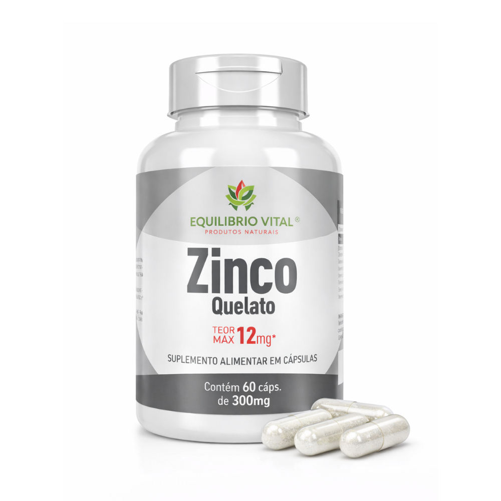 Zinco Quelato - Sistema Imunológico Forte - 60 cápsulas - Equilíbrio Vital