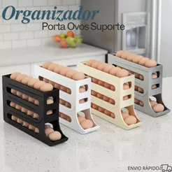 Organizador Porta Ovos Suporte 4 Andares Rolante Para 30 Ovos Dispenser