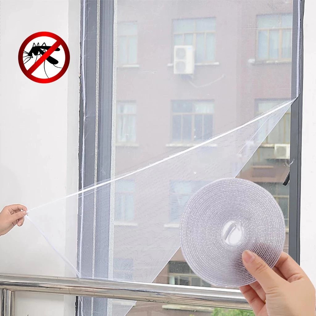 Kit 3 Telas Mosquiteiro Anti Mosquito com Adesivo Autocolante, Removível, Inclui Rolo Adesivo