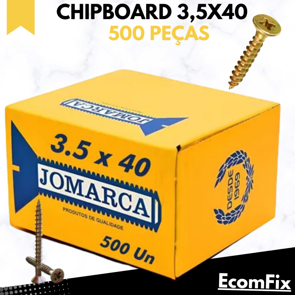 Parafuso Chipboard 3,5 X 40  Chata Phillips para Madeira - Caixa Com 500 Peças - JOMARCA