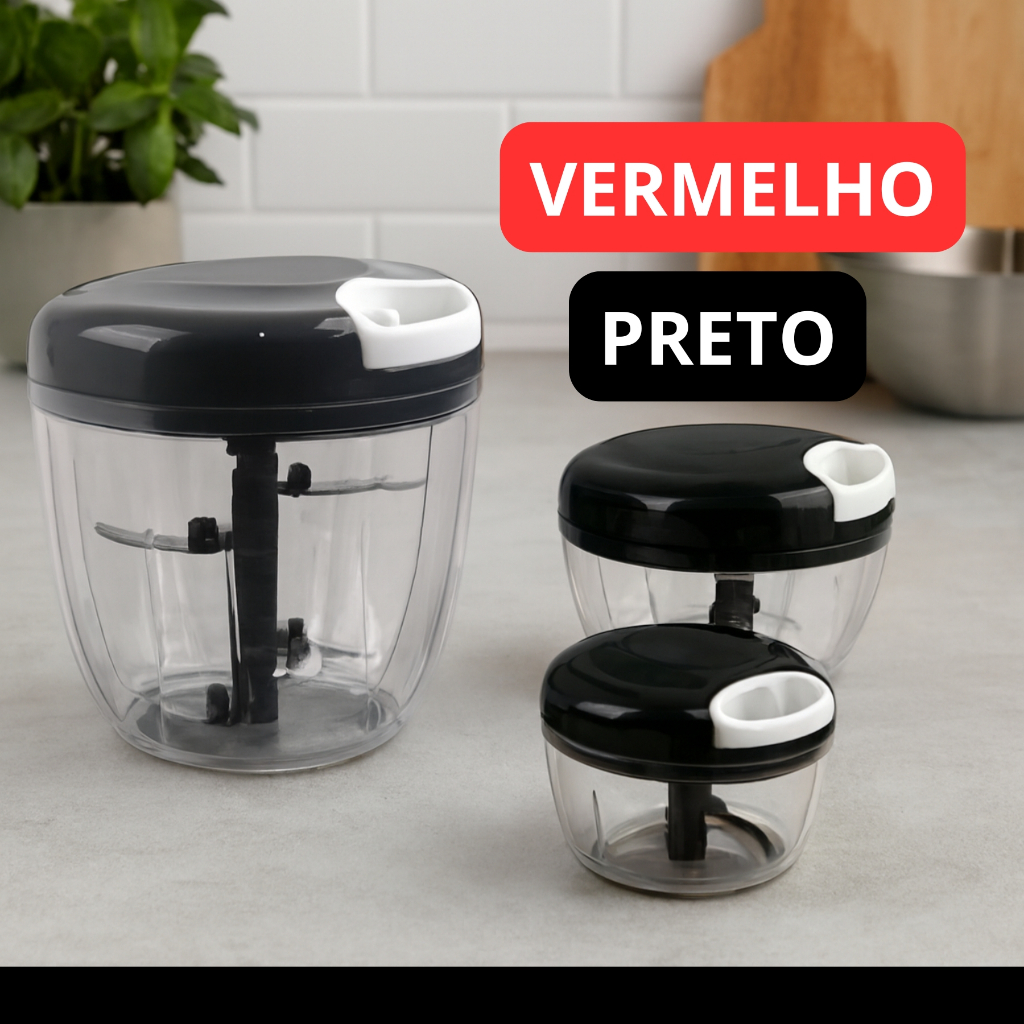 Processador de Alimentos Triturador de Alho 900ml - 500ml - 170ml - Escolha o Tamanho e Cor