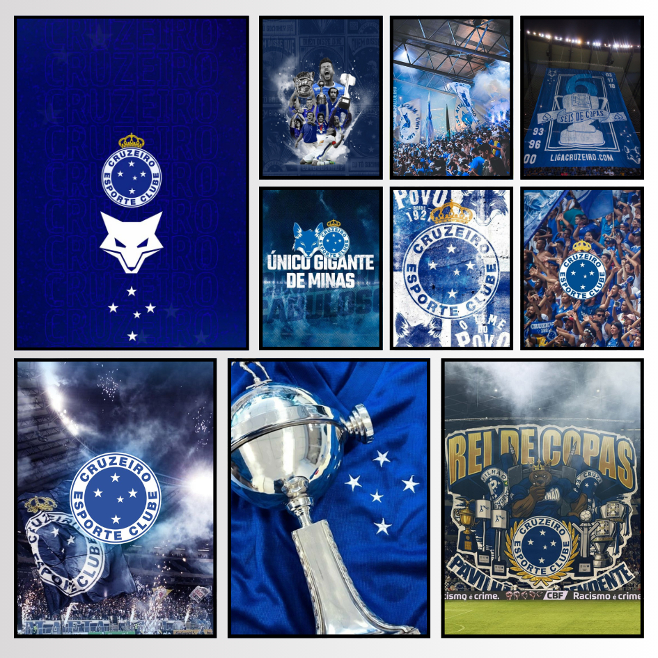 Quadro Decorativo ou Poster ADESIVO 20x30 Em Adesivo Cruzeiro Time Futebol Raposa Plaquinha MDF