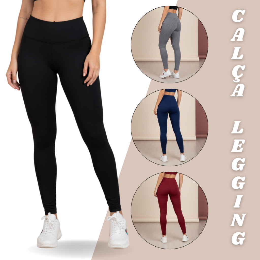 Calça Legging Suplex Feminina Academia Cintura Alta Esportiva em Oferta na Shopee
