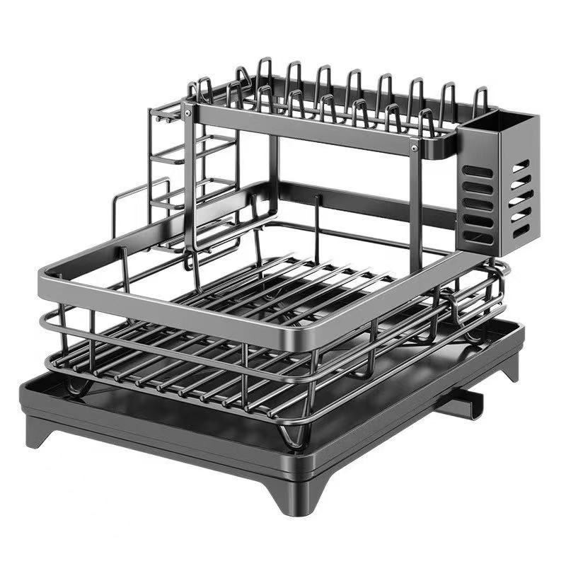Escorredor de Louça Rack De Cozinha 2 Andares Preto haosin em Oferta na Shopee