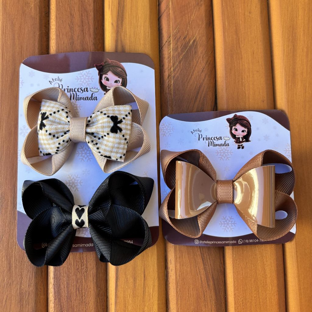 Laços Infantis Luxo 9cm – Opções com 1, 2 ou 3 Unidades | Perfeito para Vestidos e Inverno