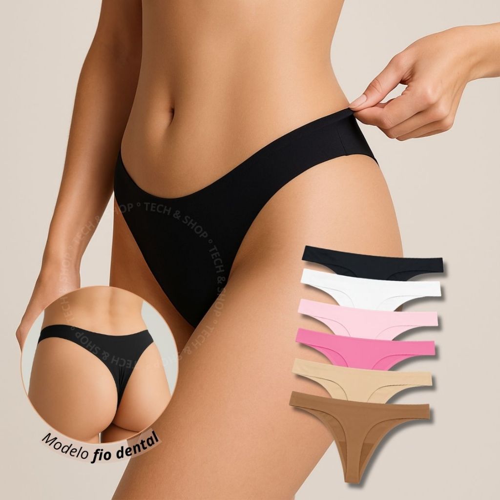 Kit Calcinhas Poliamida Fio Dental Premium Conforto Alta Qualidade Sem Costura em Oferta na Shopee