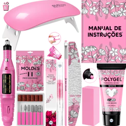 Kit Polygel + Lixadeira Caneta + Cabine Sun Mini + Polygel + Molde F1