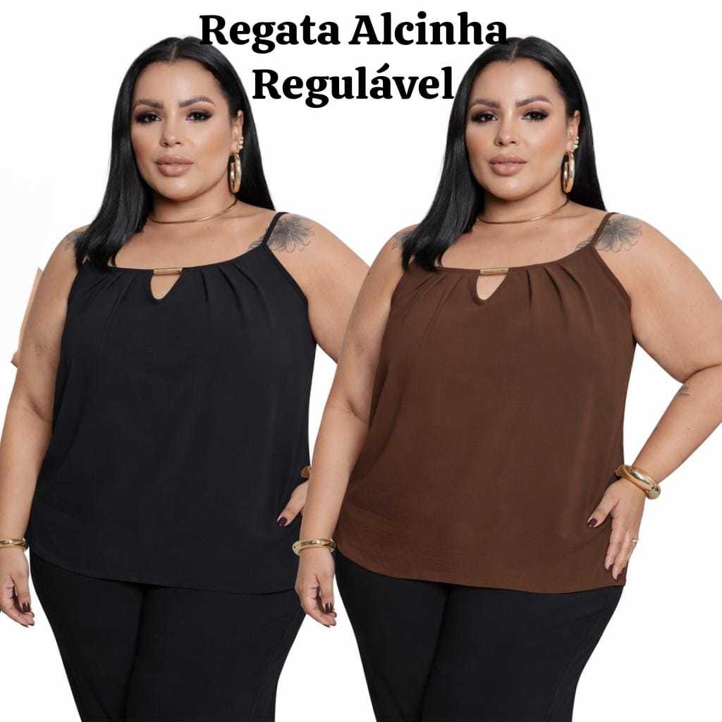 Blusa Regata Alcinha  regulavel plus size  feminina