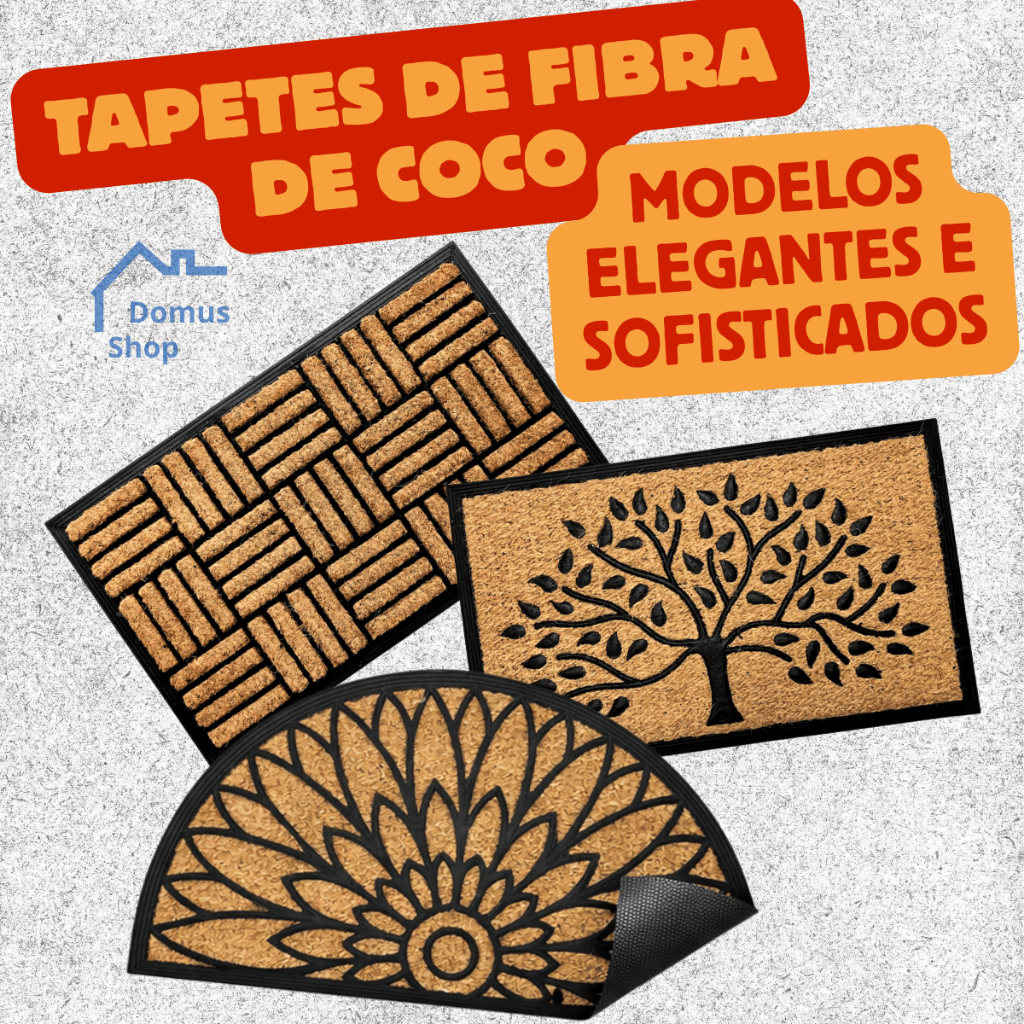 Tapete Fibra de Coco e Borracha Capacho Porta Entrada Grande Antiderrapante Decorativo Elegante em Oferta na Shopee