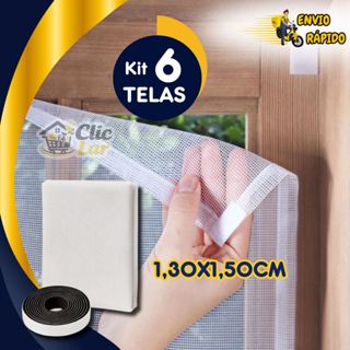 Kit 6 Telas Mosquiteira  1,330x1,50cm Anti Insetos Dengue Mosquito Ajustável em Oferta na Shopee