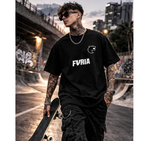 Camiseta FURIA CS Gamer 100% Algodão Unissex Estampa Premium Preta/Branca