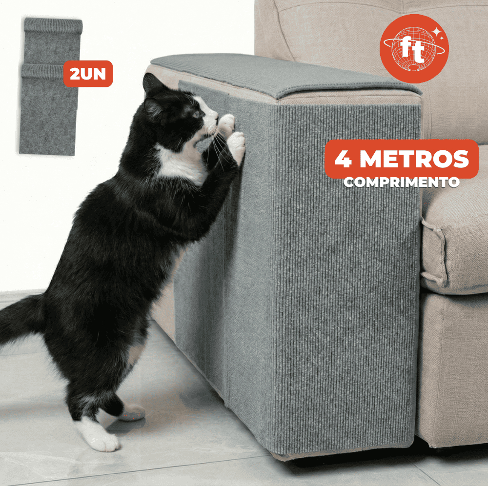 Kit 2un 30x200cm Tapete Arranhador para Gatos Adesivo Carpete Protetor de Sofá Adesivo Cinza Claro