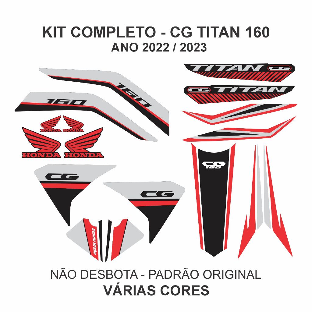 Kit Adesivos Faixas CG Titan 160 2022 2023 em Oferta na Shopee