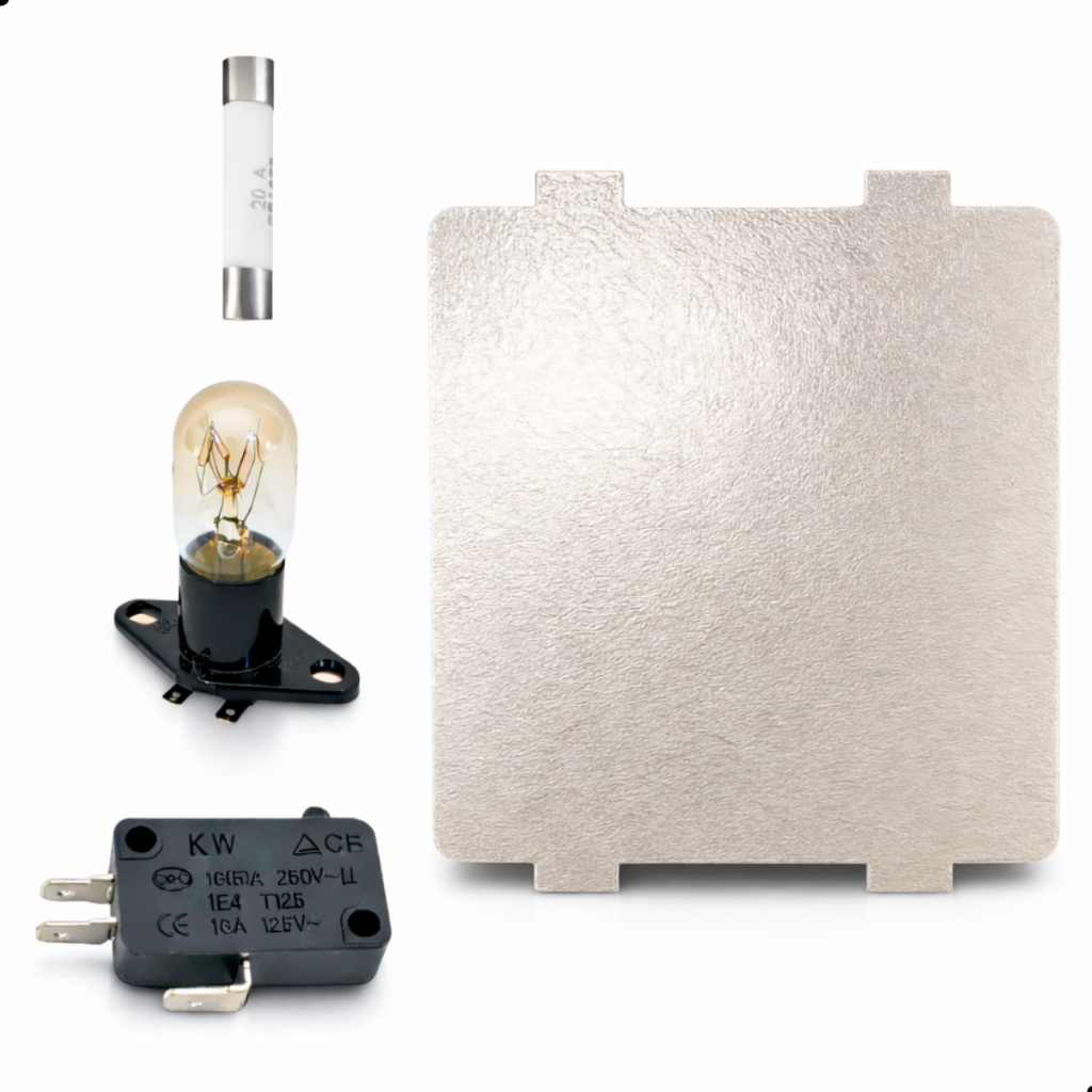 Kit Tampa de mica + Lâmpada 127v Fusível e Microchave para Microondas Electrolux Panasonic
