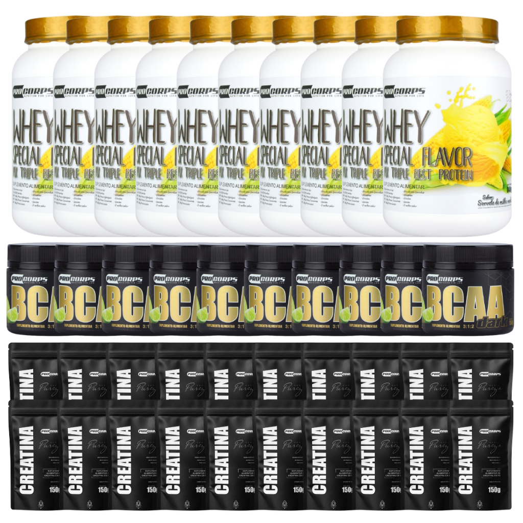 10 Whey Gourmet Special Flavor 840g + 10 Bcaa + 20 creatinas pura refil 150g