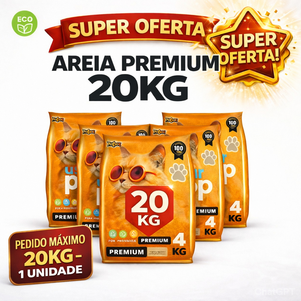 Kit Areia Sanitária Pop Star 20kg (5x4kg) com Alta Absorção  e Controle Eficiente de Odores em Oferta na Shopee