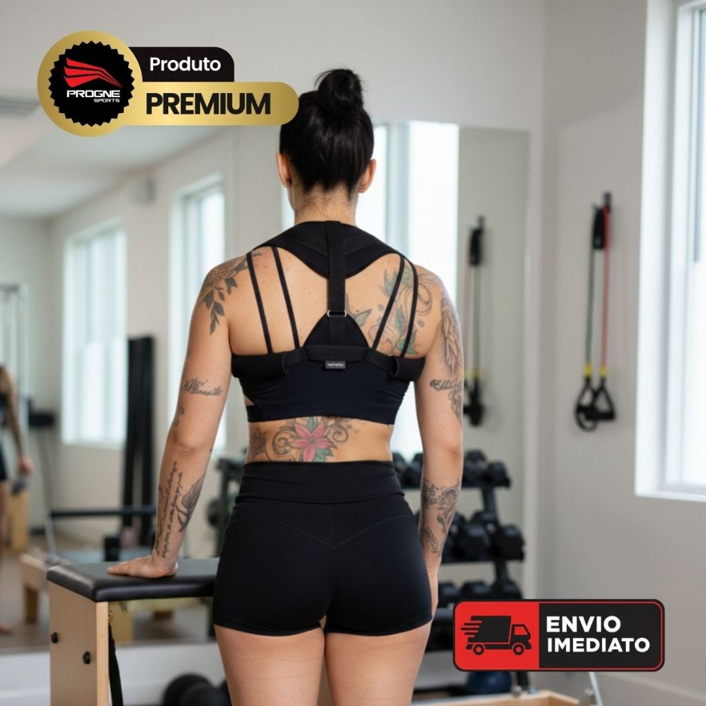 CORRETOR DE POSTURA C/ COMPRESSÃO E AJUSTE – SUPORTE COLUNA – PROGNE SPORTS