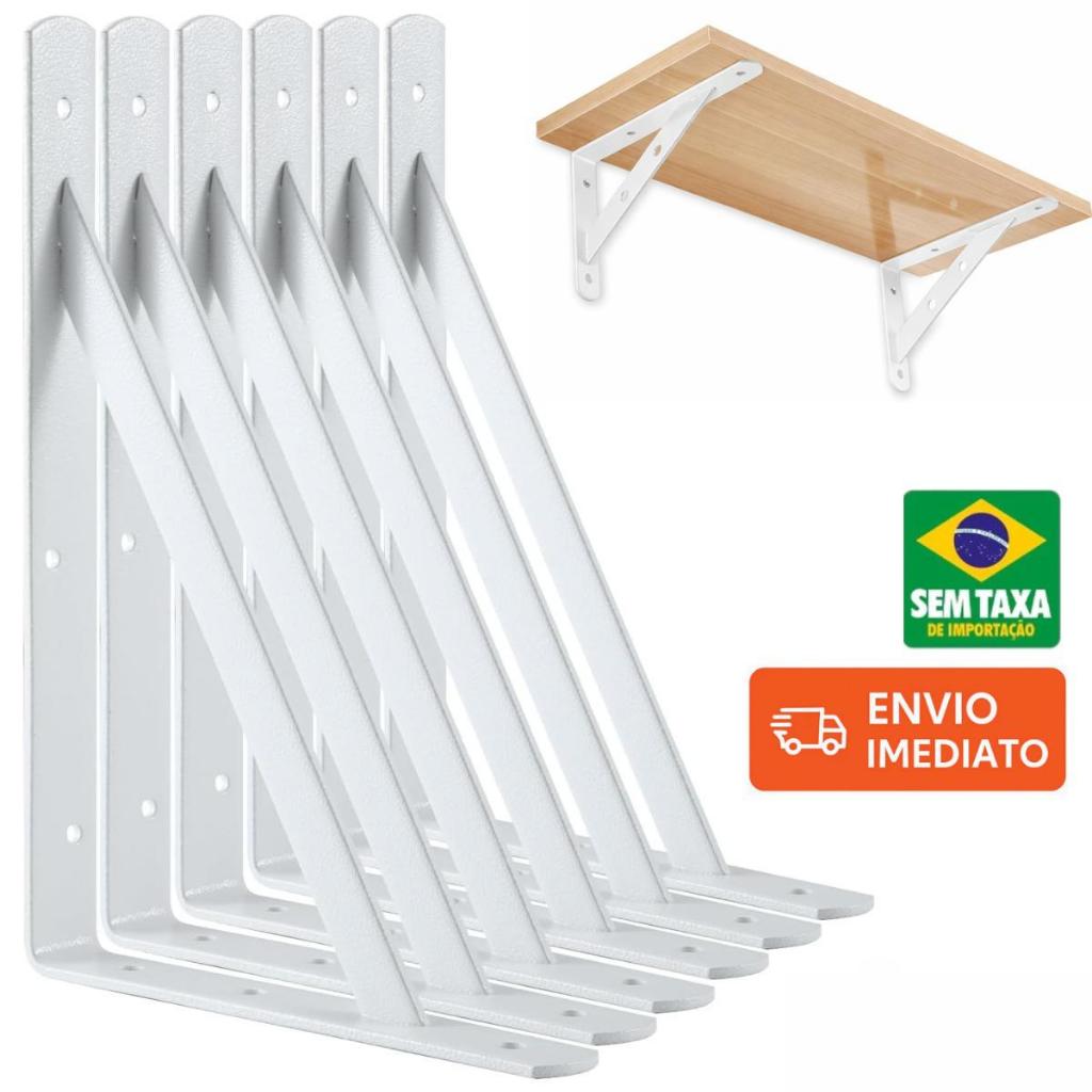 Suportes Mão Francesa para Prateleira 23 cm Caixa Fechada Cor Branca Cantoneira Envio Imediato