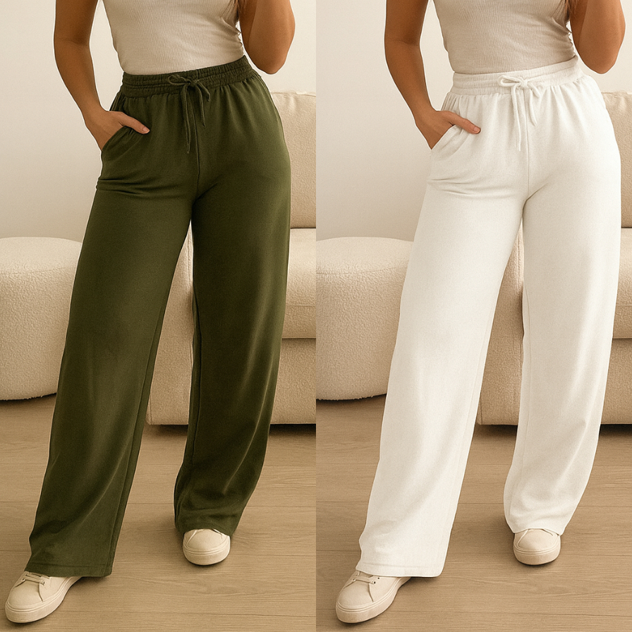 Calça Pantalona Feminina Cintura Alta no moletinho confortável e estilosa Calça Wide Leg Moletom Feminina em Oferta na Shopee