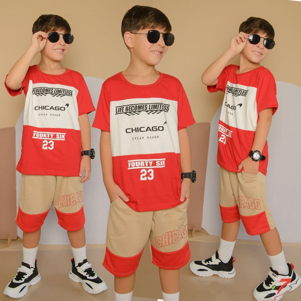 Conjunto Masculino Infantil Lançamento Camisa e Bermuda Veste Do 2 ao 12 Anos Roupa De Criança