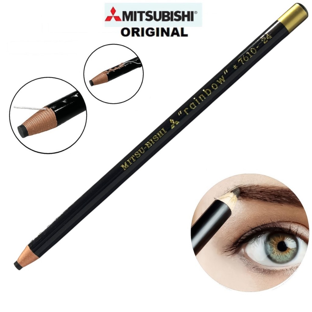1 Lápis para Sobrancelha Dermatográfico Preto Rainbow 7610 Mitsubishi Original em Oferta na Shopee