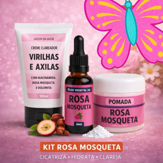 Kit Creme Clareador ìntimo + óleo de Rosa Mosque e Pomada Rosa Mosqueta Clareadora em Oferta na Shopee