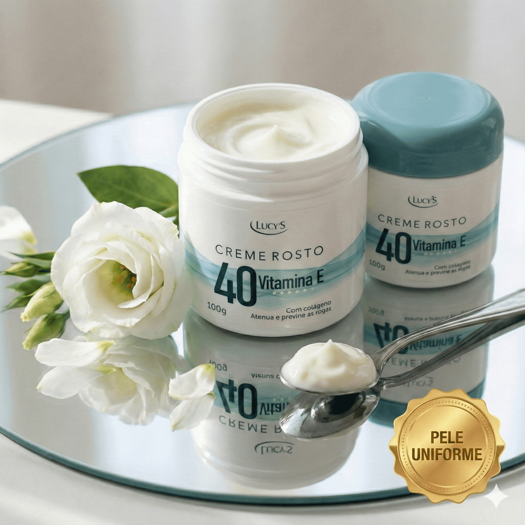 Kit 2 Creme Facial 40 Antissinais Colágeno Vitamina E Hidratação Noturna Noturno Lucy's 100g