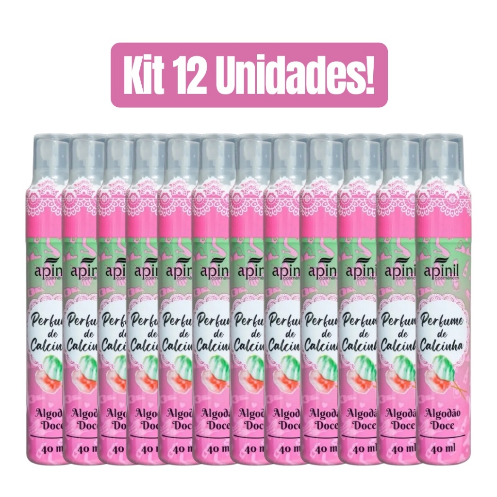 KIT 12 UNIDADES PERFUME DE CALCINHA ALGODÃO DOCE 40mL APINIL em Oferta na Shopee