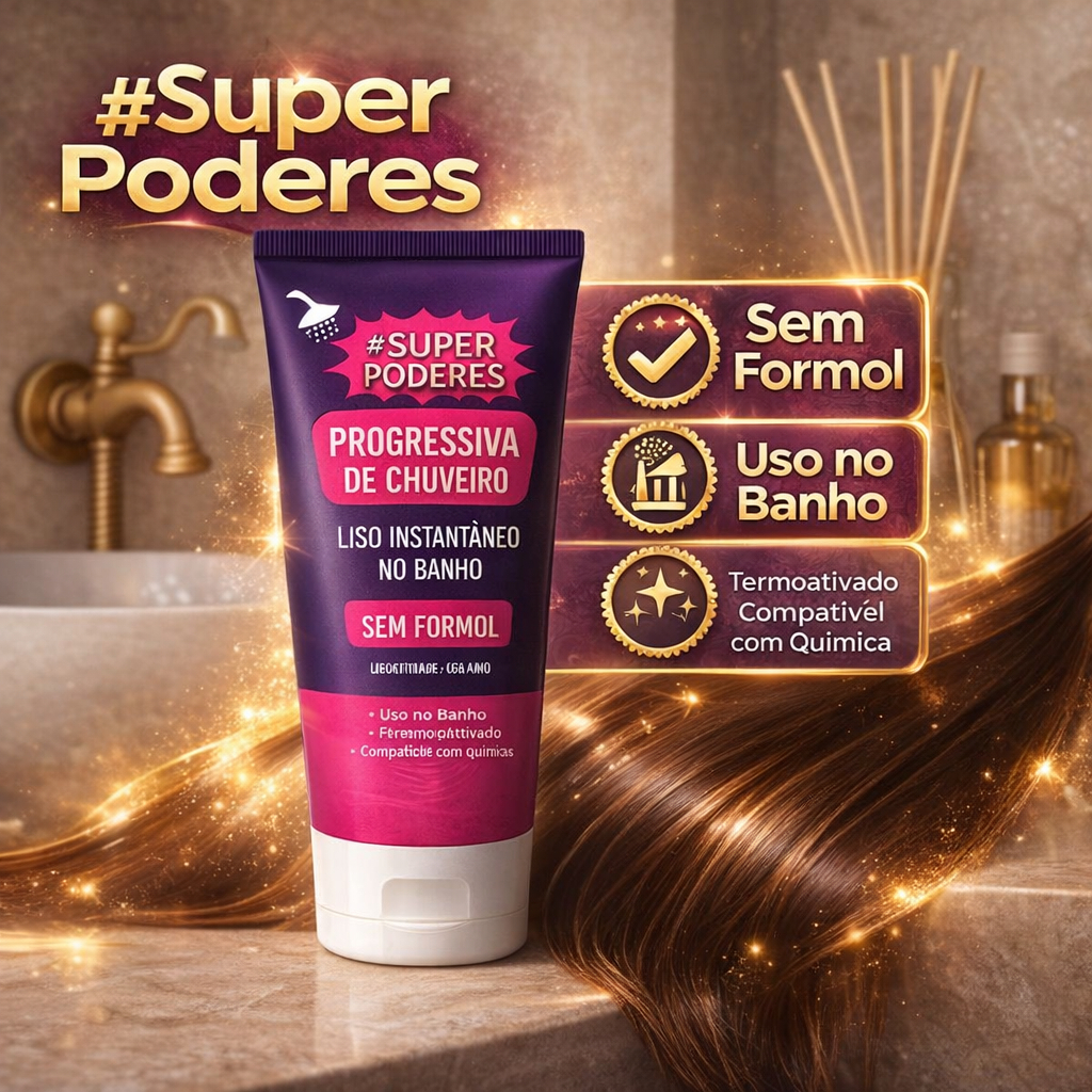 Escova Progressiva No Chuveiro Sem Formol Super Poderes 100ml Liso Instantâneo Brilho e Maciez Efeito Liso Imediato
