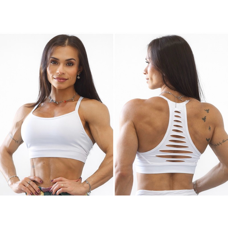 Top Fitness Feminino Nadador com Recorte Vazado nas Costas em Oferta na Shopee