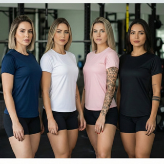 Kit 4 Camiseta Feminina Dry Fit Academia Treino Corrida Esportes Proteção UV em Oferta na Shopee