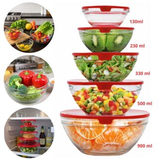 Kit 5 Potes de Vidro Com Tampa Conjunto Organizadores Cozinha Multiuso Armazenamento de Alimentos em Oferta na Shopee