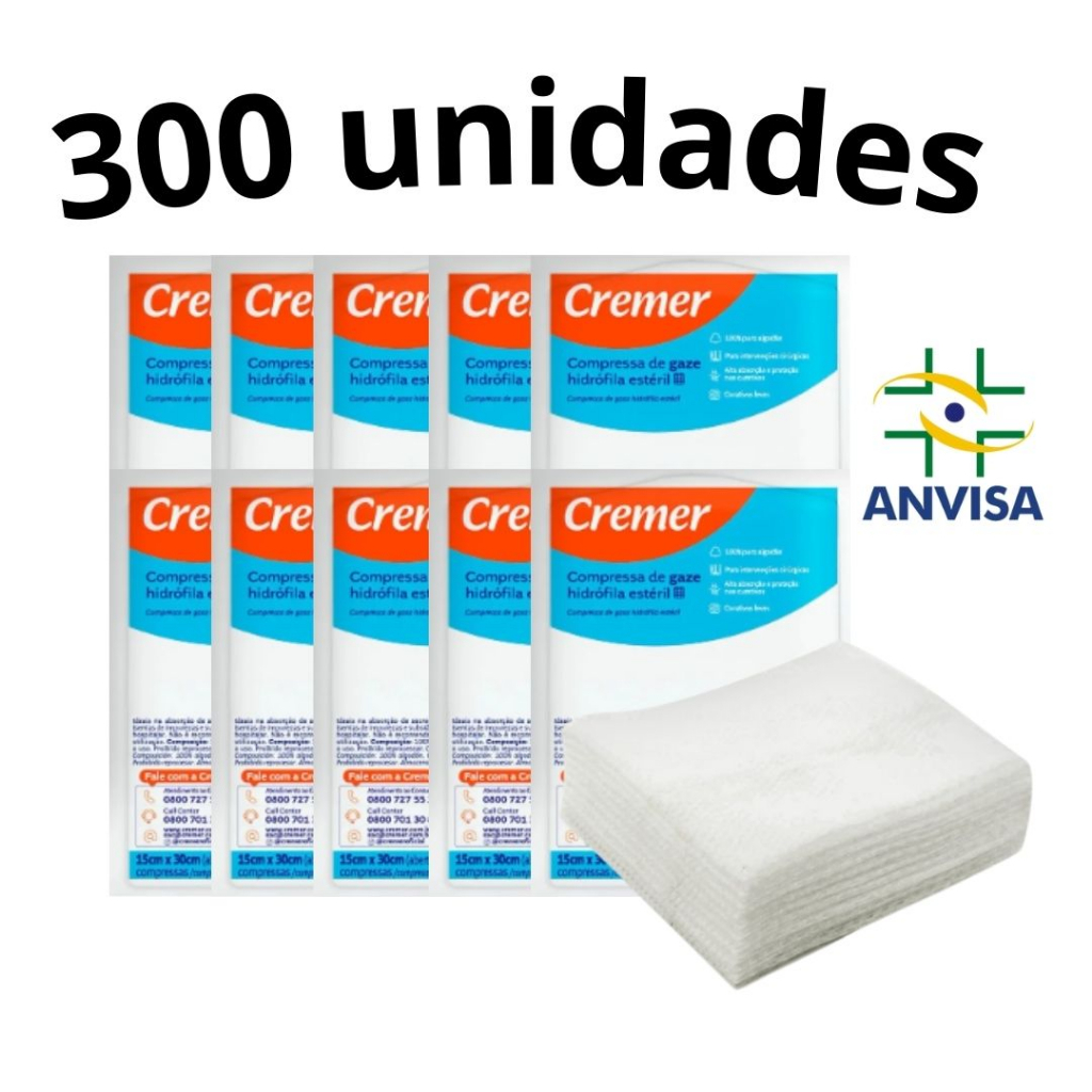 Gaze Estéril  Cremer Curativo Cicatrização Higiene 7,5 X 7,5 Cm 100 A 300 Unidades em Oferta na Shopee