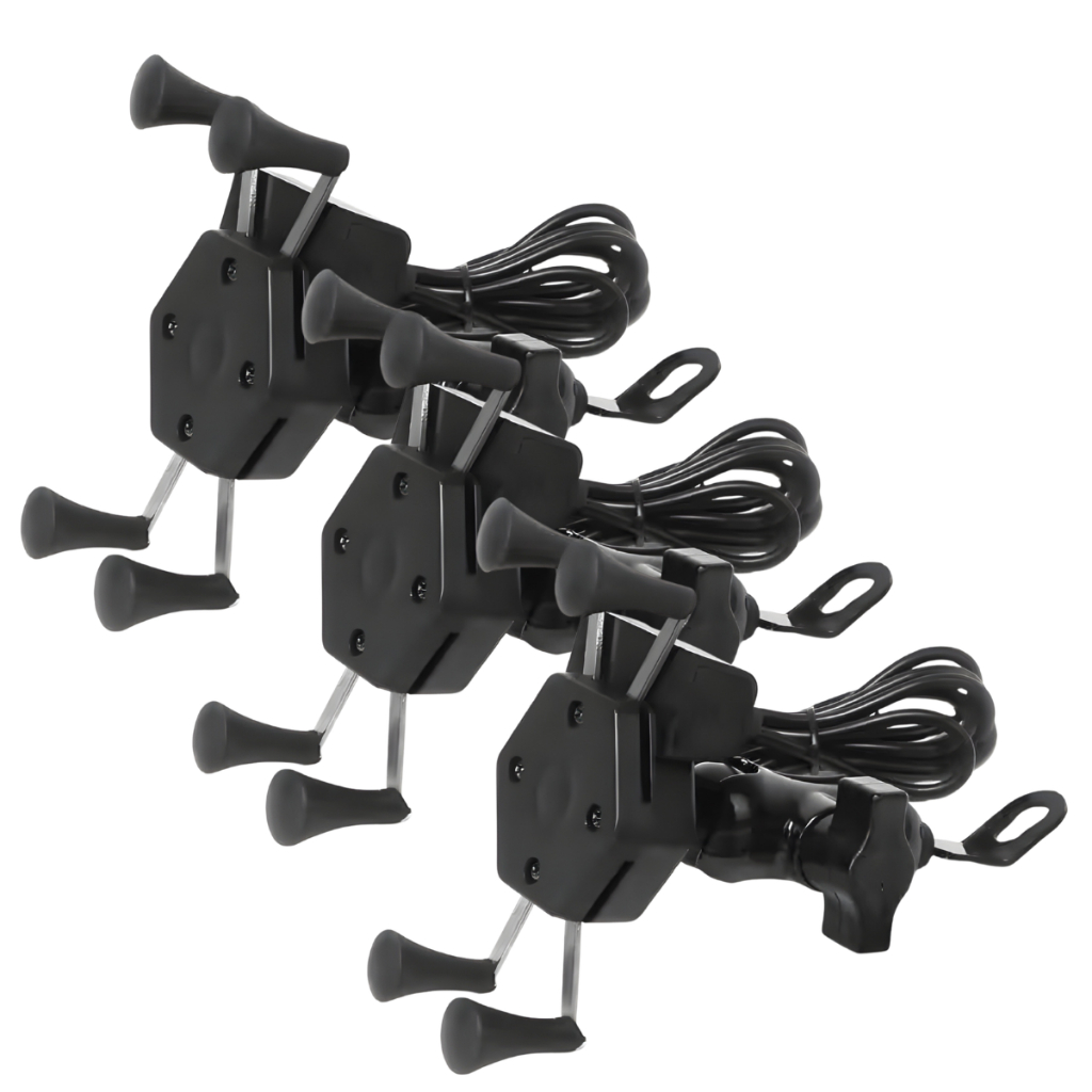 Kit 3 Suporte de Celular Universal Para Motos e Bicicleta Com Entrada Usb Rotação de 360º