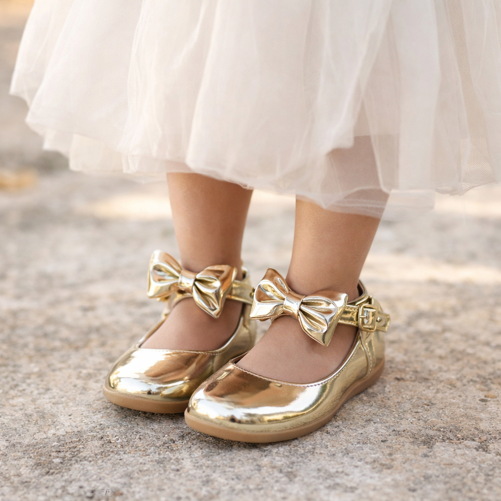 Sapatilha feminina Infantil Menina Verniz Sapato De Menina Laço Confortável Clássica Festa