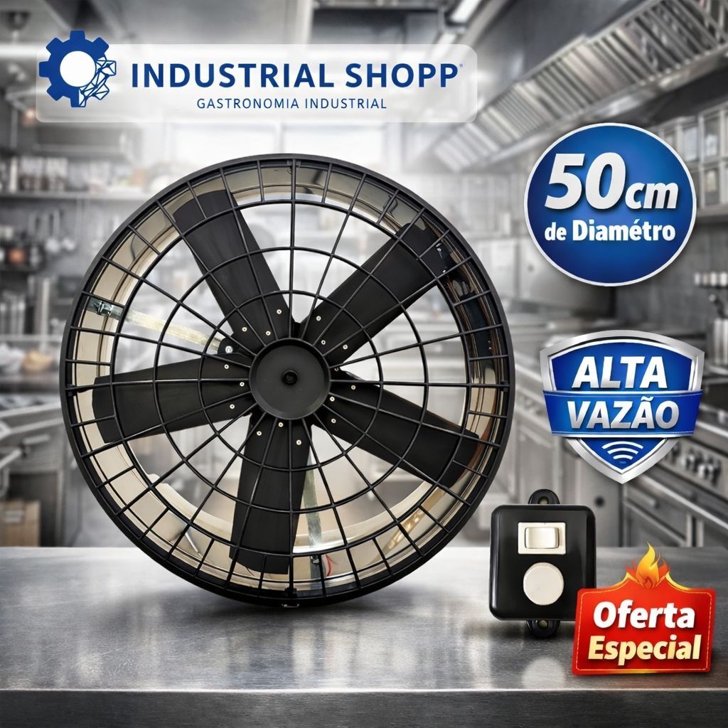 Exaustor Cozinha Coifa 50cm INOX C/dimmer Controle De Velocidade